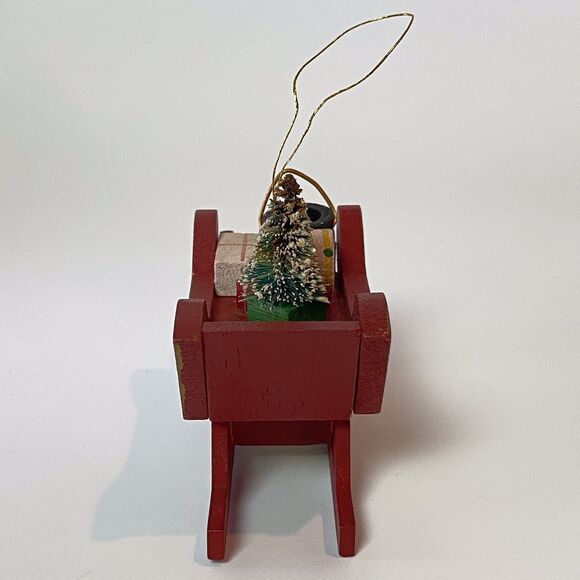 Vintage Christmas Lot 4 Painted Wood Ornaments Nutcracker Train Sled Drummer - Picture 9 of 16